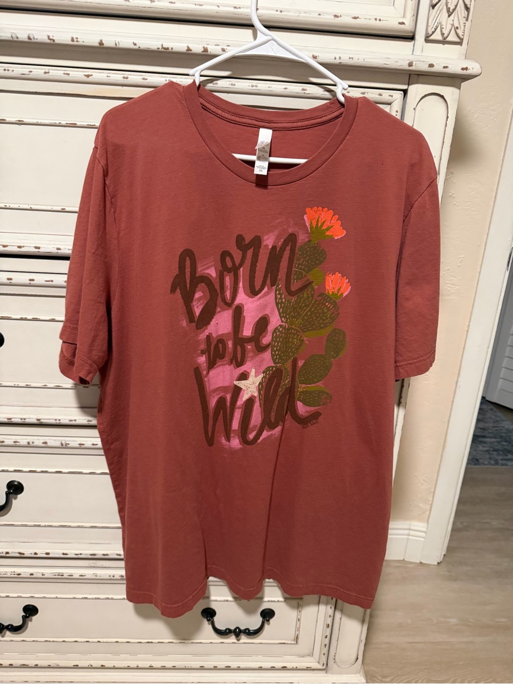 Bella Canvas Rust Graphic Tee with Cactus Bloom